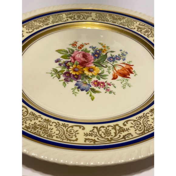 Old English Johnson Bros Floral Rose ornate metallic gold blue scalloped - Picture 3 of 10